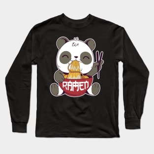 Kawaii Cute Anime Panda Otaku Japanese Ramen Noodles Gift Long Sleeve T-Shirt